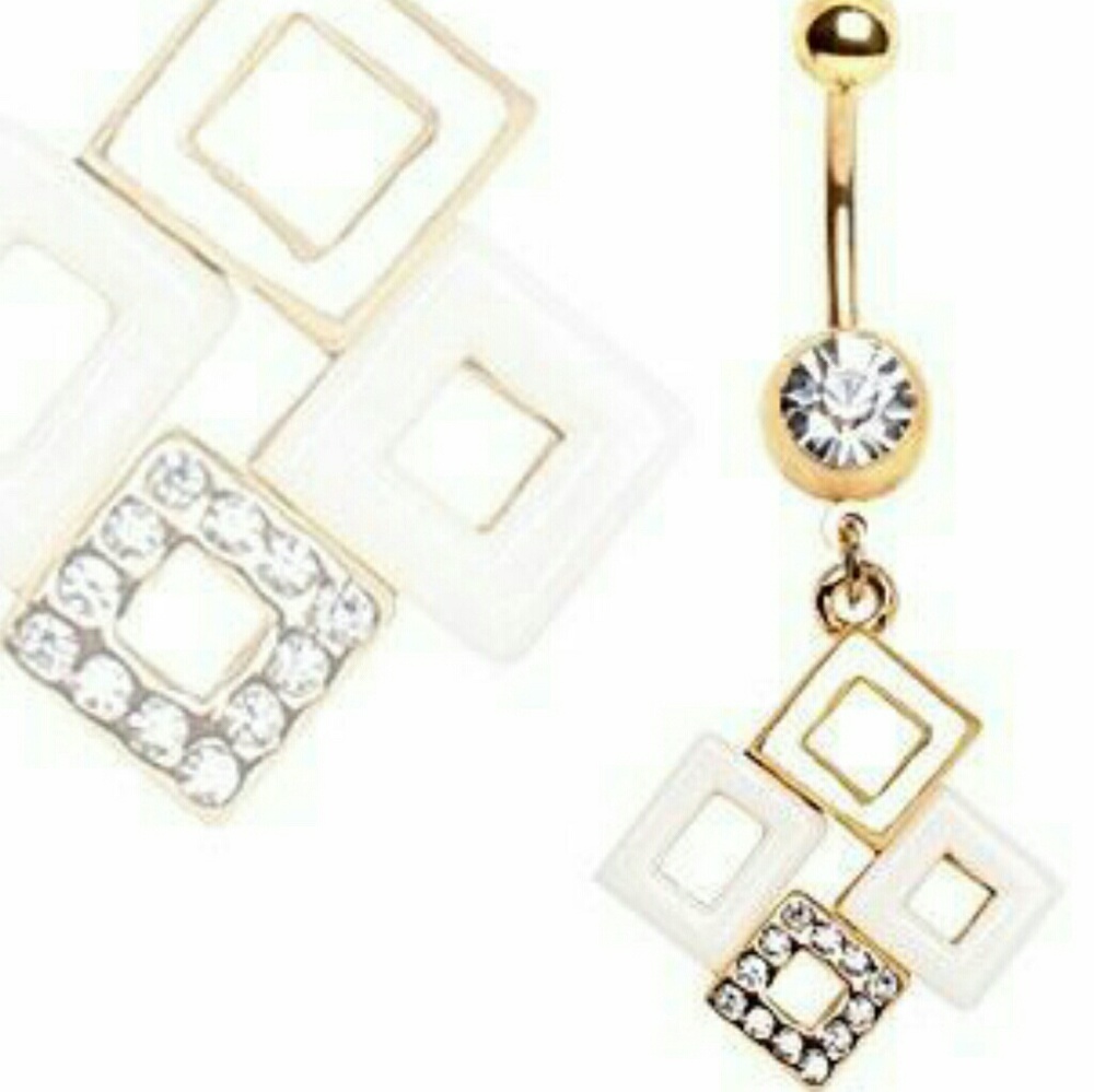 beautiful Gold-plated linked box navel ring!